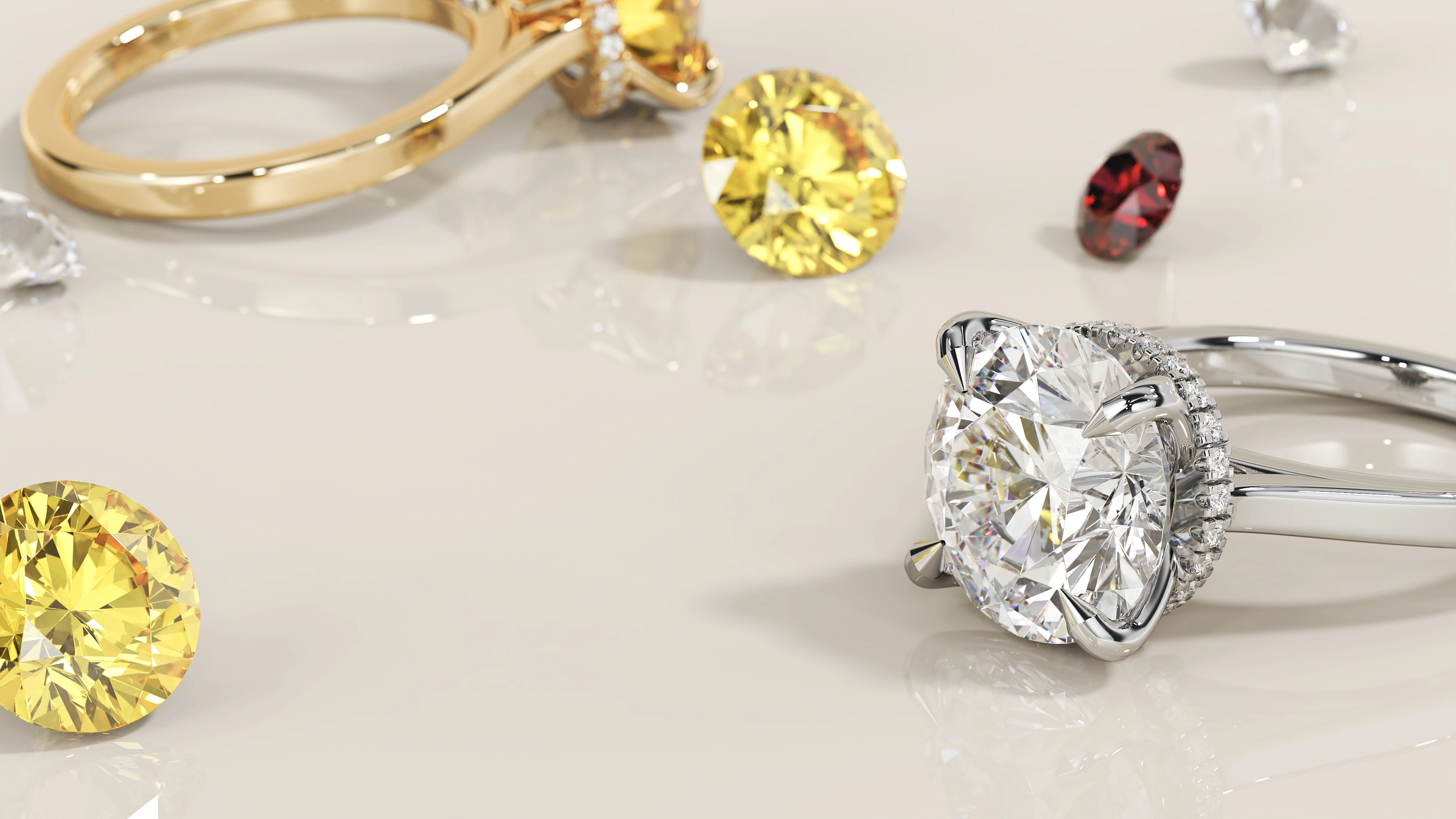 Fine jewellery collection interactive 3D render